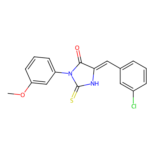 4-Imidazolidinone, 5-((3-chlorophenyl)methylene)-3-(3-methoxyphenyl)-2-thioxo- structure