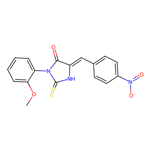 4-Imidazolidinone, 3-(2-methoxyphenyl)-5-((4-nitrophenyl)methylene)-2-thioxo- structure