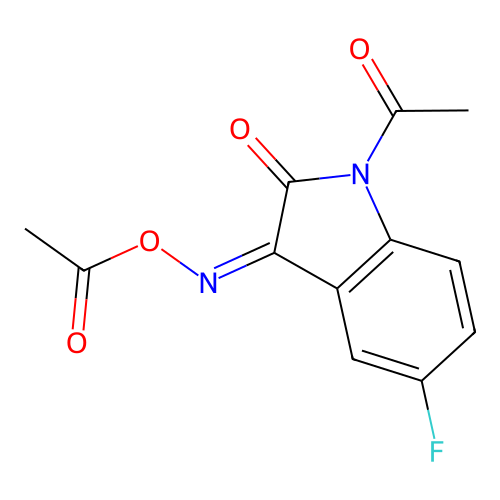 1H-Indol-2-one, 1-acetyl-3-[(acetyloxy)imino]-5-fluoro- structure