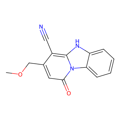 1-Hydroxy-3-(methoxymethyl)pyrido[1,2-a]benzimidazole-4-carbonitrile structure