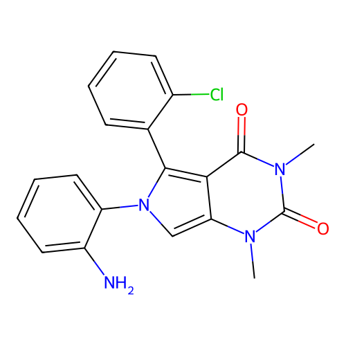 6-(2-aminophenyl)-5-(2-chlorophenyl)-1,3-dimethyl-1H-pyrrolo[3,4-d]pyrimidine-2,4(3H,6H)-dione structure
