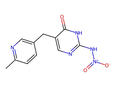 5-((6-Methyl-3-pyridyl)methyl)-2-(nitroamino)-1H-pyrimidin-4-one structure