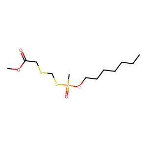 Methyl 6-methyl-6-oxo-7-oxa-3,5-dithia-6lambda~5~-phosphatetradecan-1-oate structure