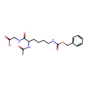 2-[(2-Acetamido-6-phenylmethoxycarbonylamino-hexanoyl)amino]acetic acid structure