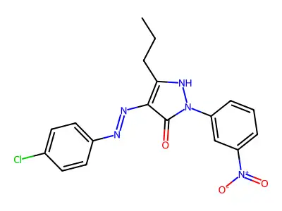 4-[(4-chlorophenyl)diazenyl]-2-(3-nitrophenyl)-5-propyl-1H-pyrazol-3-one structure