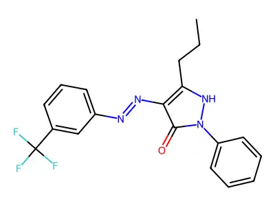 2-phenyl-5-propyl-4-[[3-(trifluoromethyl)phenyl]diazenyl]-1H-pyrazol-3-one structure