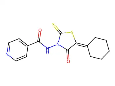 4-Pyridinecarboxamide, N-(5-cyclohexylidene-4-oxo-2-thioxo-3-thiazolidinyl)- structure