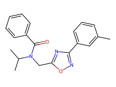N-[[3-(3-methylphenyl)-1,2,4-oxadiazol-5-yl]methyl]-N-propan-2-ylbenzamide structure