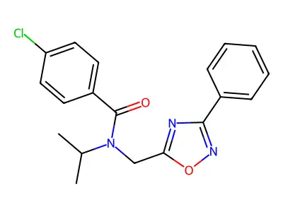 4-chloro-N-[(3-phenyl-1,2,4-oxadiazol-5-yl)methyl]-N-propan-2-ylbenzamide structure
