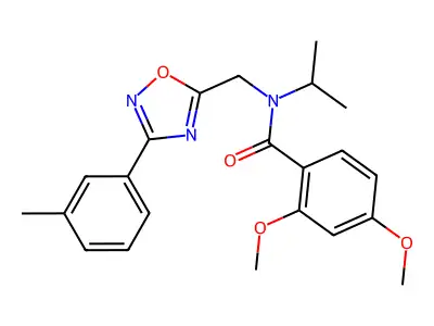2,4-dimethoxy-N-[[3-(3-methylphenyl)-1,2,4-oxadiazol-5-yl]methyl]-N-propan-2-ylbenzamide structure