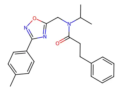 N-[[3-(4-methylphenyl)-1,2,4-oxadiazol-5-yl]methyl]-3-phenyl-N-propan-2-ylpropanamide structure