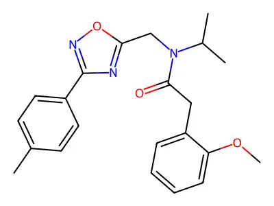 2-(2-methoxyphenyl)-N-[[3-(4-methylphenyl)-1,2,4-oxadiazol-5-yl]methyl]-N-propan-2-ylacetamide structure