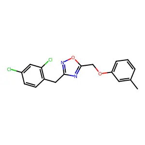 3-(2,4-Dichlorobenzyl)-5-[(3-methylphenoxy)methyl]-1,2,4-oxadiazole structure