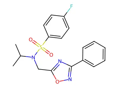 4-fluoro-N-[(3-phenyl-1,2,4-oxadiazol-5-yl)methyl]-N-(propan-2-yl)benzenesulfonamide structure