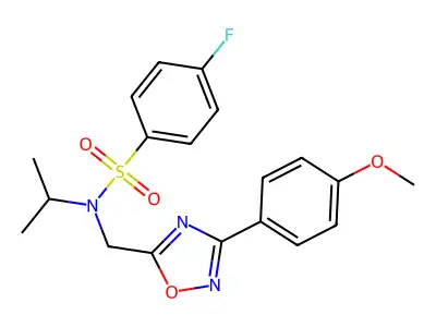 4-fluoro-N-[[3-(4-methoxyphenyl)-1,2,4-oxadiazol-5-yl]methyl]-N-propan-2-ylbenzenesulfonamide structure