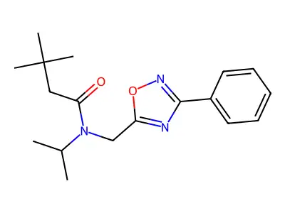 3,3-dimethyl-N-[(3-phenyl-1,2,4-oxadiazol-5-yl)methyl]-N-propan-2-ylbutanamide structure