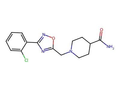 1-[[3-(2-Chlorophenyl)-1,2,4-oxadiazol-5-yl]methyl]piperidine-4-carboxamide structure
