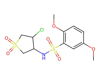 N-(4-chloro-1,1-dioxidotetrahydro-3-thienyl)-2,5-dimethoxybenzenesulfonamide structure