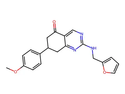 2-[(furan-2-ylmethyl)amino]-7-(4-methoxyphenyl)-7,8-dihydroquinazolin-5(6H)-one structure