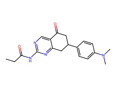 N-{7-[4-(dimethylamino)phenyl]-5-oxo-5,6,7,8-tetrahydroquinazolin-2-yl}propanamide structure