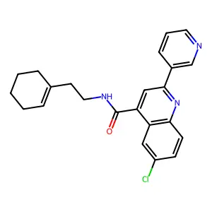 6-chloro-N-[2-(cyclohexen-1-yl)ethyl]-2-pyridin-3-ylquinoline-4-carboxamide structure