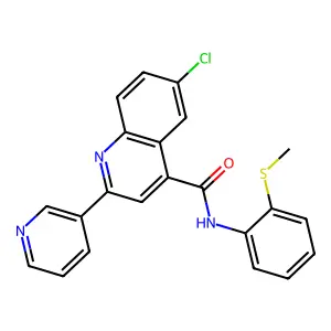 6-chloro-N-(2-methylsulfanylphenyl)-2-pyridin-3-ylquinoline-4-carboxamide structure