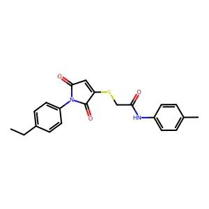 2-((1-(4-ethylphenyl)-2,5-dioxo-2,5-dihydro-1H-pyrrol-3-yl)sulfanyl)-N-(4-methylphenyl)acetamide structure