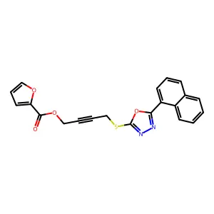 4-{[5-(1-Naphthyl)-1,3,4-oxadiazol-2-yl]sulfanyl}-2-butynyl 2-furoate structure