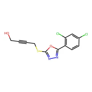 4-{[5-(2,4-Dichlorophenyl)-1,3,4-oxadiazol-2-yl]sulfanyl}but-2-yn-1-ol structure