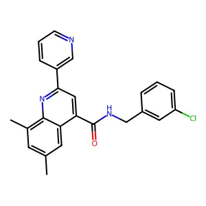N-[(3-chlorophenyl)methyl]-6,8-dimethyl-2-pyridin-3-ylquinoline-4-carboxamide structure