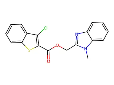 (1-Methylbenzimidazol-2-yl)methyl 3-chloro-1-benzothiophene-2-carboxylate structure