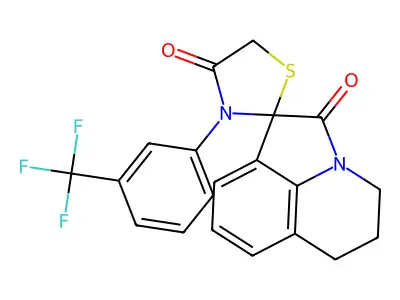 3'-[3-(trifluoromethyl)phenyl]-5,6-dihydro-4H,4'H-spiro[pyrrolo[3,2,1-ij]quinoline-1,2'-[1,3]thiazolidine]-2,4'-dione structure