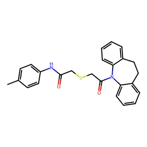 2-[2-(5,6-dihydrobenzo[b][1]benzazepin-11-yl)-2-oxoethyl]sulfanyl-N-(4-methylphenyl)acetamide structure