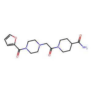 1-{[4-(Furan-2-ylcarbonyl)piperazin-1-yl]acetyl}piperidine-4-carboxamide structure