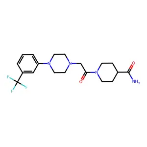 1-(2-{4-[3-(Trifluoromethyl)phenyl]piperazinyl}acetyl)piperidine-4-carboxamide structure