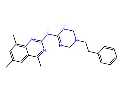 4,6,8-trimethyl-N-[5-(2-phenylethyl)-1,4,5,6-tetrahydro-1,3,5-triazin-2-yl]quinazolin-2-amine structure