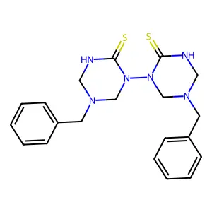 5,5'-dibenzyl-1,1'-bi-1,3,5-triazinane-2,2'-dithione structure