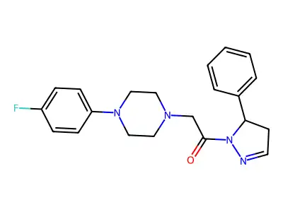 1-(4-fluorophenyl)-4-[2-oxo-2-(5-phenyl-4,5-dihydro-1H-pyrazol-1-yl)ethyl]piperazine structure