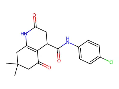 N-(4-chlorophenyl)-7,7-dimethyl-2,5-dioxo-1,2,3,4,5,6,7,8-octahydroquinoline-4-carboxamide structure