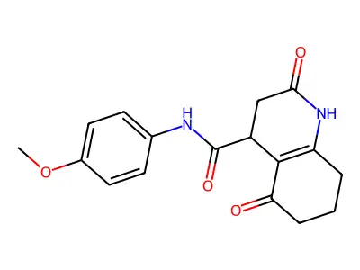 N-(4-methoxyphenyl)-2,5-dioxo-1,2,3,4,5,6,7,8-octahydroquinoline-4-carboxamide structure
