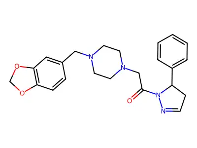 2-[4-(1,3-benzodioxol-5-ylmethyl)piperazin-1-yl]-1-(5-phenyl-4,5-dihydro-1H-pyrazol-1-yl)ethanone structure