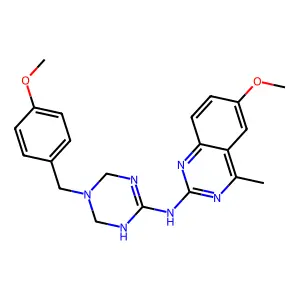 6-methoxy-N-[5-(4-methoxybenzyl)-1,4,5,6-tetrahydro-1,3,5-triazin-2-yl]-4-methylquinazolin-2-amine structure