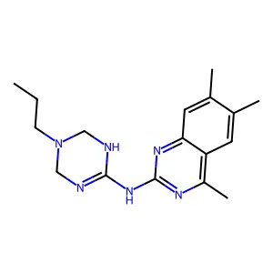 4,6,7-trimethyl-N-(5-propyl-1,4,5,6-tetrahydro-1,3,5-triazin-2-yl)quinazolin-2-amine structure