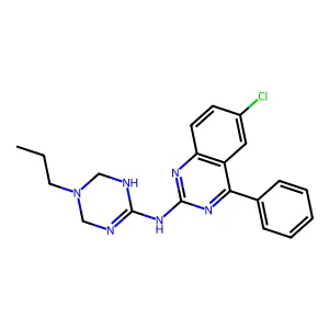 6-chloro-4-phenyl-N-(5-propyl-1,4,5,6-tetrahydro-1,3,5-triazin-2-yl)quinazolin-2-amine structure
