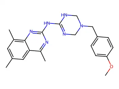 N-[5-(4-methoxybenzyl)-1,4,5,6-tetrahydro-1,3,5-triazin-2-yl]-4,6,8-trimethylquinazolin-2-amine structure