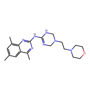4,6,8-trimethyl-N-{5-[2-(morpholin-4-yl)ethyl]-1,4,5,6-tetrahydro-1,3,5-triazin-2-yl}quinazolin-2-amine structure
