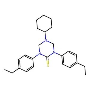 5-Cyclohexyl-1,3-bis(4-ethylphenyl)-1,3,5-triazinane-2-thione structure