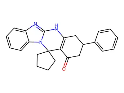 3-phenyl-3,4-dihydro-2H-spiro[benzimidazo[2,1-b]quinazoline-12,1'-cyclopentan]-1(5H)-one structure