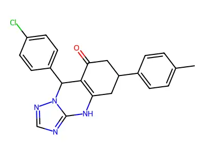 9-(4-chlorophenyl)-6-(4-methylphenyl)-5,6,7,9-tetrahydro[1,2,4]triazolo[5,1-b]quinazolin-8(4H)-one structure