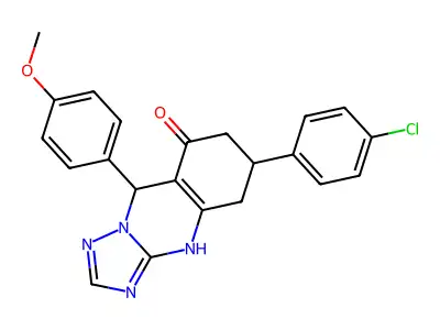 6-(4-chlorophenyl)-9-(4-methoxyphenyl)-5,6,7,9-tetrahydro[1,2,4]triazolo[5,1-b]quinazolin-8(4H)-one structure
